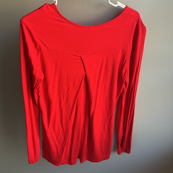 Red Basic Sheer Tunic Top - Picture 2 of 6